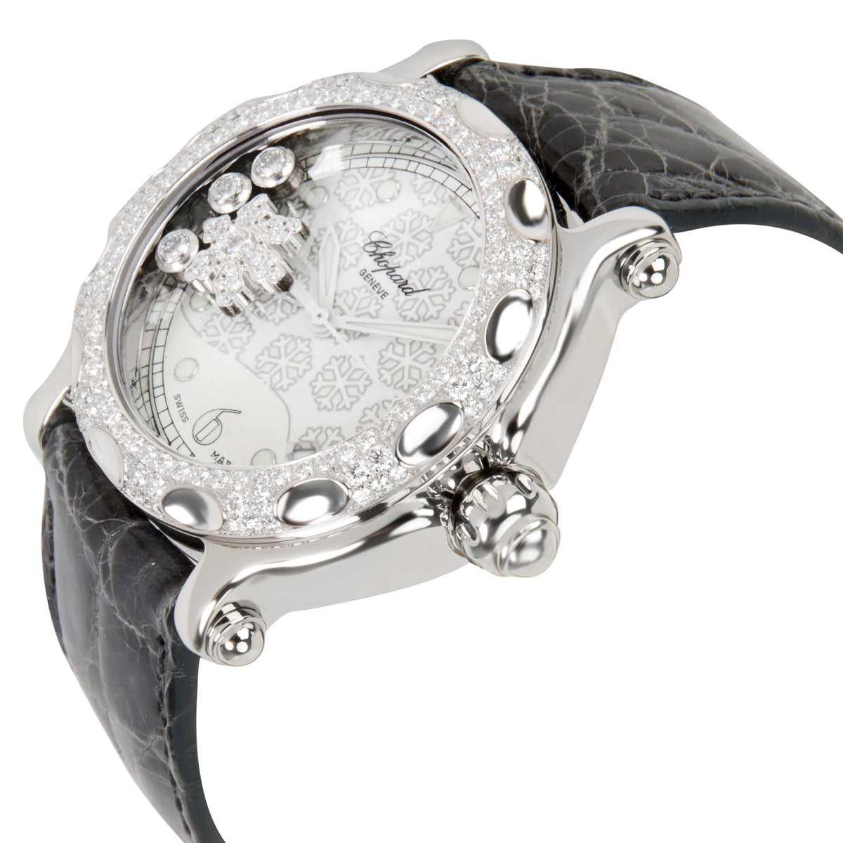 Chopard Happy Sport 288946-2001 Unisex Snowflake Watch in Steel & 18K White Gold