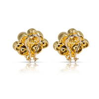 Dunay Sabi Brushed Gold Puffy Grid Clip-On Earrings in 18K Yellow Gold