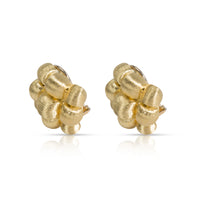 Dunay Sabi Brushed Gold Puffy Grid Clip-On Earrings in 18K Yellow Gold