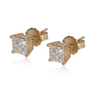 GIA Certified Princess Cut Diamond Earrings in 14K Yellow Gold (1.23 ctw E/I1)