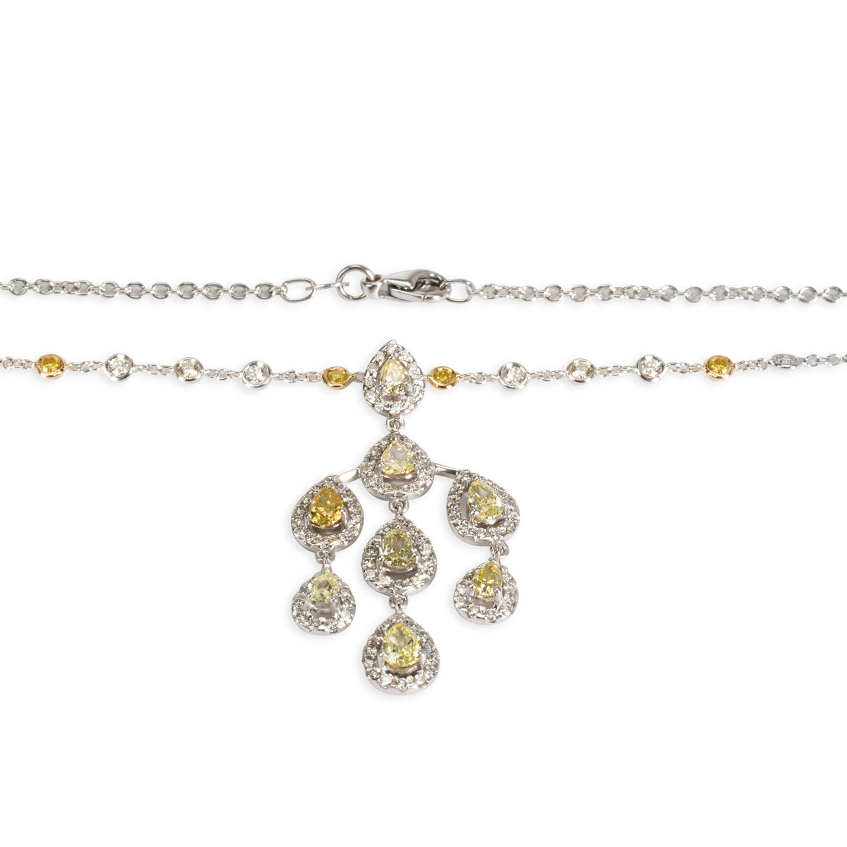 Gregg Ruth Fancy Yellow Diamond Necklace in 18K White Gold 2.71 CTW