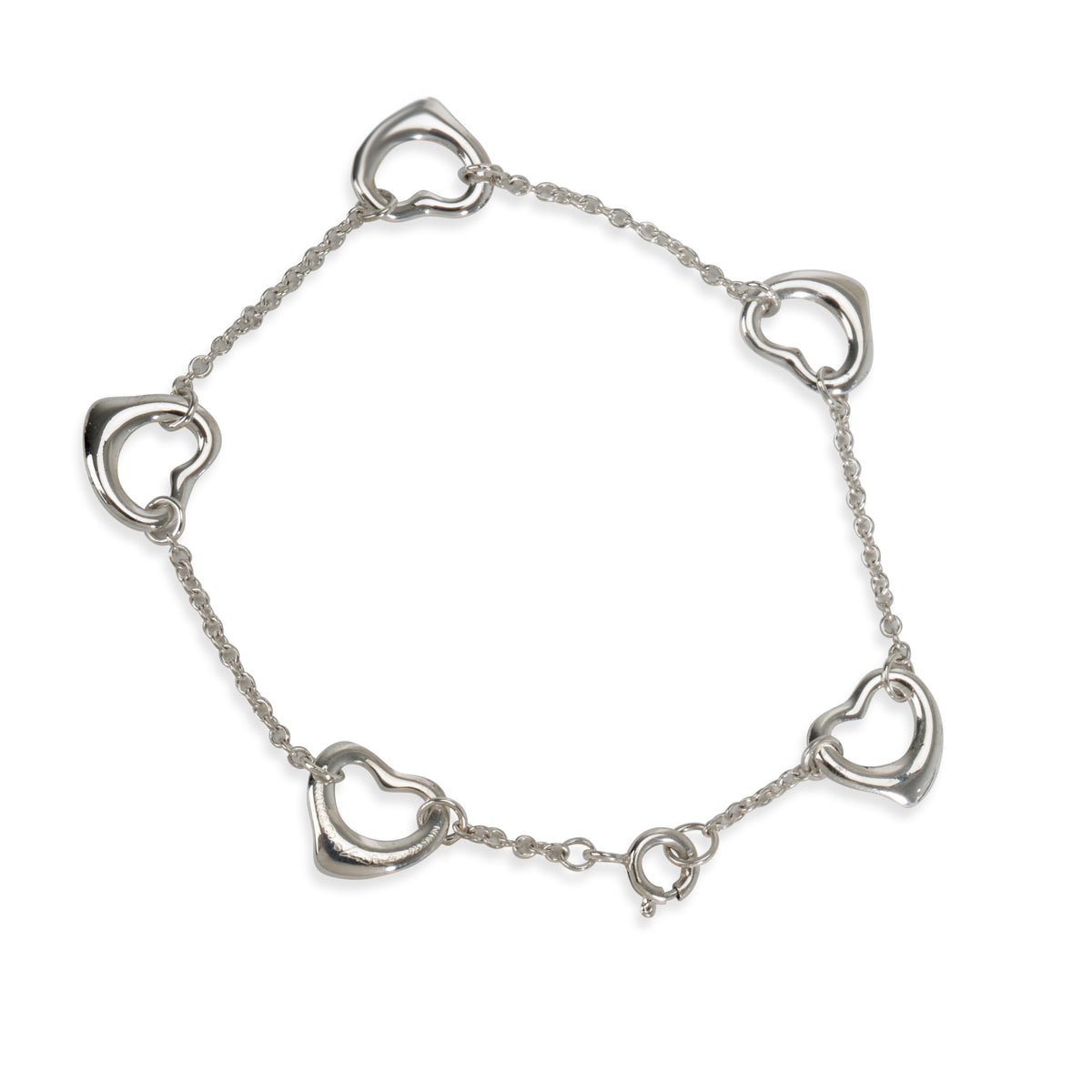 Tiffany & Co. Elsa Peretti 5 Station Open Heart Bracelet in  Sterling Silver