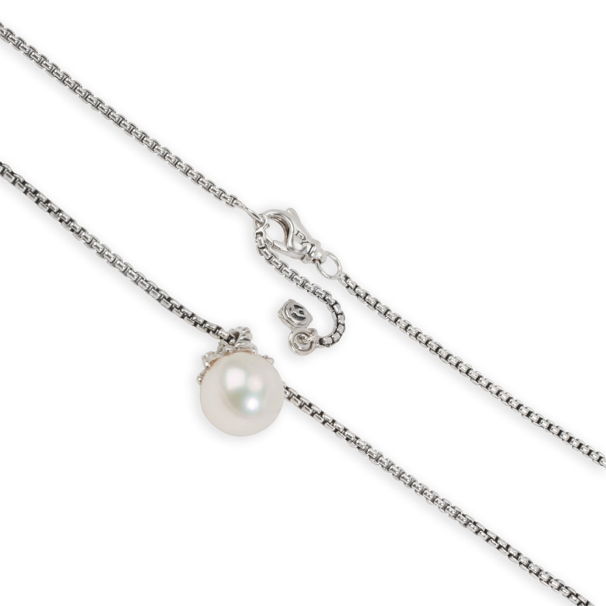 David Yurman Starburst Pearl Diamond Necklace in  Sterling Silver 0.05 CTW
