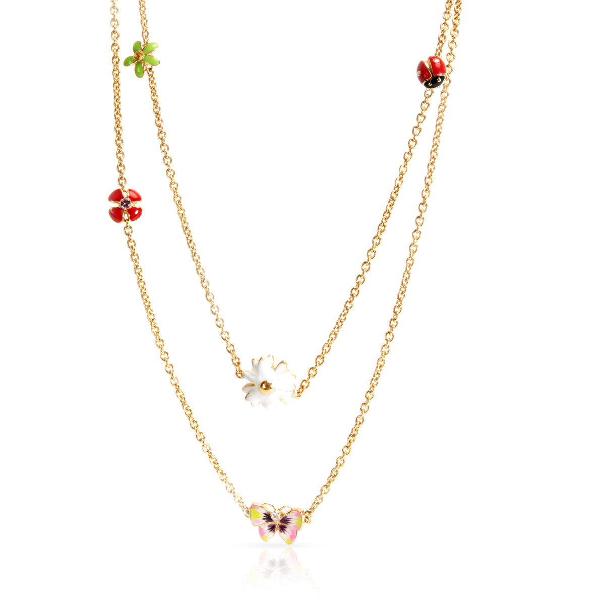 Dior Diorette Jardin de Milly la Foret Flower Enamel Necklace - 18K Yellow Gold