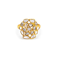 Rock & Divine Sunburst Diamond Slices Ring  in 18K Yellow Gold 0.75 CTW