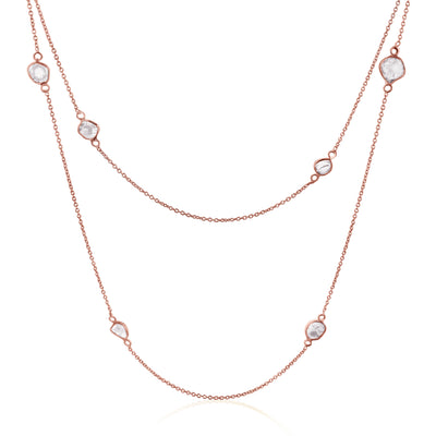 Rock & Divine Dawn Collection Lily Pad Diamond Necklace in 18K Rose Gold 1.6 CTW