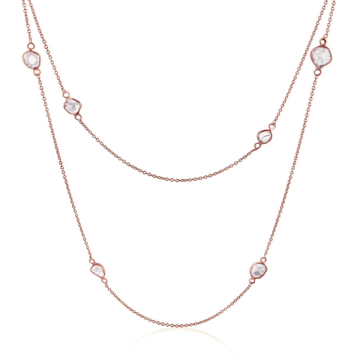 Rock & Divine Dawn Collection Lily Pad Diamond Necklace in 18K Rose Gold 1.6 CTW