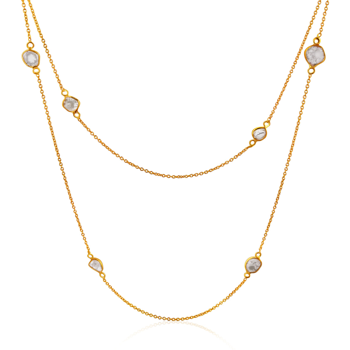 Rock & Divine Dawn Collection Lily Pad Diamond Necklace 18K Yellow Gold 1.6 CTW