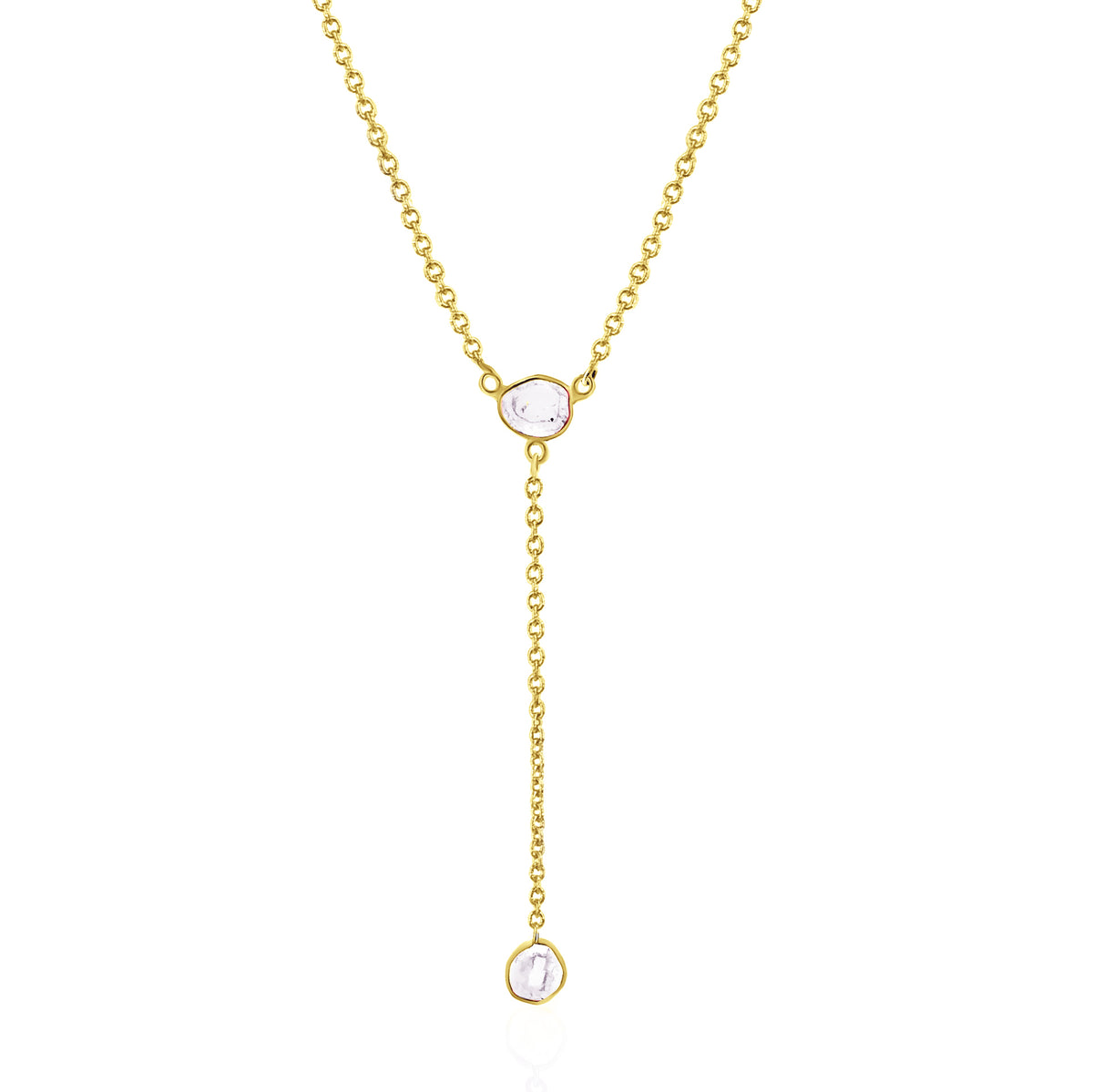 Rock & Divine Lily Pad Lariat Diamond Necklace in 18K Yellow Gold F VS 0.20ctw