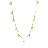Rock & Divine Mini Lily Pad Dangles Diamond Necklace in 18K Yellow Gold
