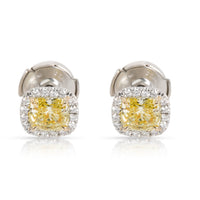 Tiffany & Co. Soleste Fancy Yellow Diamond Halo Earrings 18K White Gold 1.16 CTW