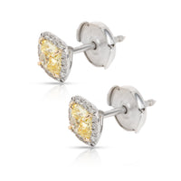 Tiffany & Co. Soleste Fancy Yellow Diamond Halo Earrings 18K White Gold 1.16 CTW