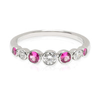 Tiffany & Co. Jazz Ring with Diamond & Pink Sapphires in  Platinum 0.25 CTW