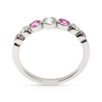 Tiffany & Co. Jazz Ring with Diamond & Pink Sapphires in  Platinum 0.25 CTW