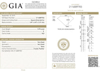 GIA Certified 0.70 Ct Square Emerald cut G VS2 Loose Diamond