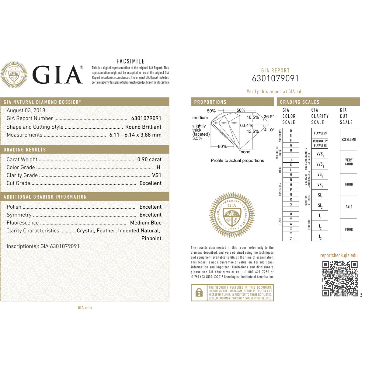 GIA Certified James Allen Diamond Engagement Ring in  Platinum H VS1 0.90 CTW