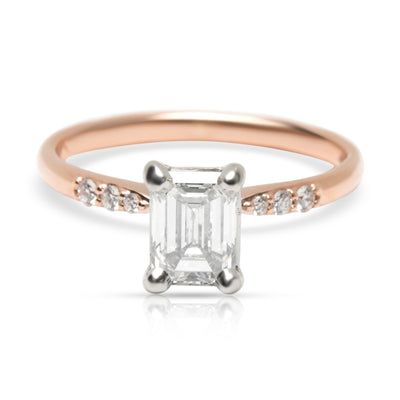 Blue Nile Emerald Cut Diamond Engagement Ring in 14K Rose Gold (0.93 ct F/VS1)