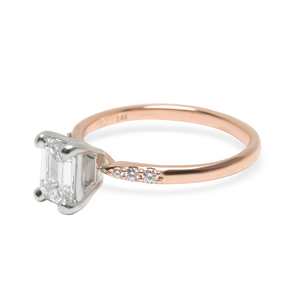 Blue Nile Emerald Cut Diamond Engagement Ring in 14K Rose Gold (0.93 ct F/VS1)