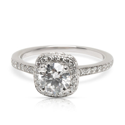 GIA Blue Nile Diamond Halo Engagement Ring in 18K White Gold (0.80 ct D/VVS1)