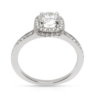 GIA Blue Nile Diamond Halo Engagement Ring in 18K White Gold (0.80 ct D/VVS1)