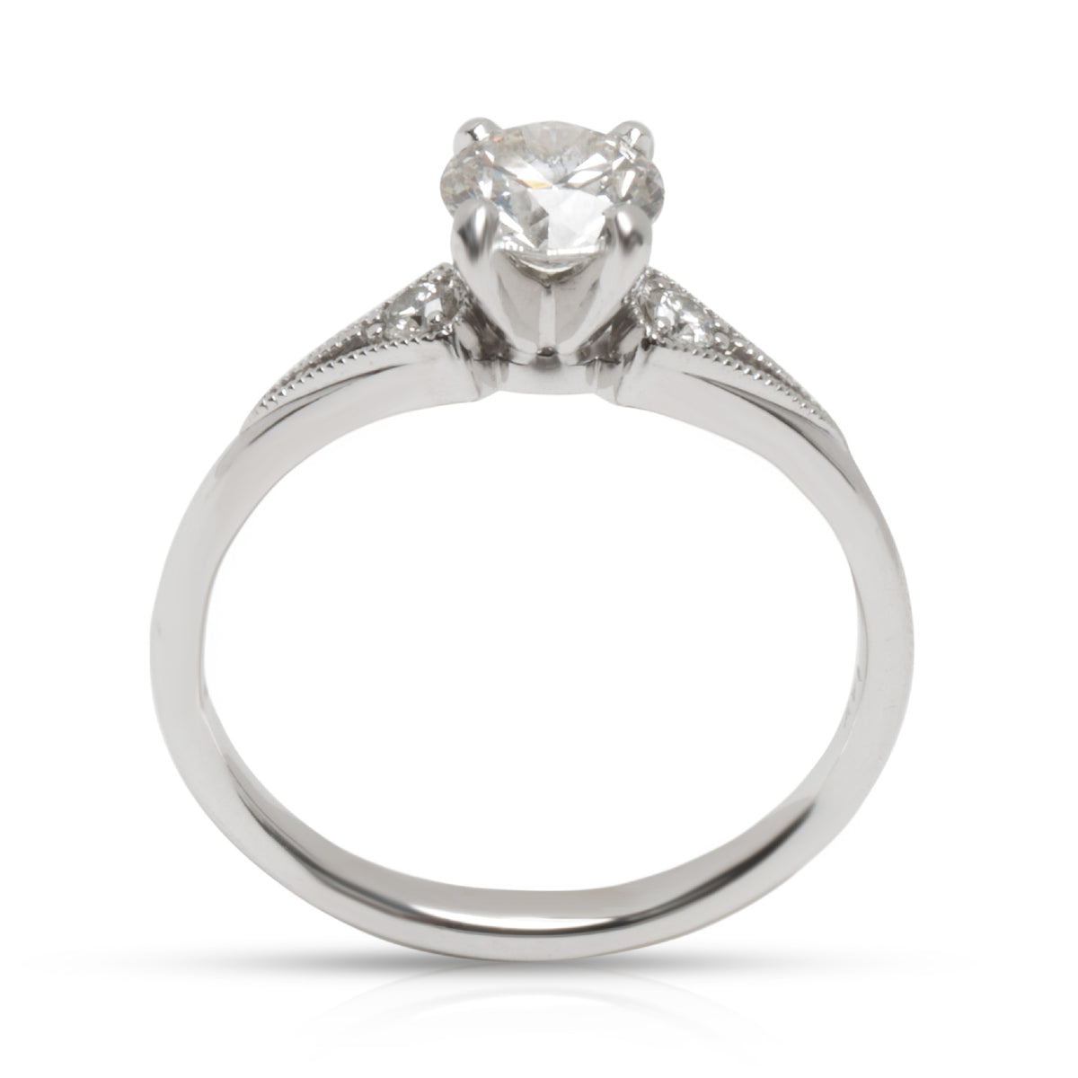 GIA Certified Diamond Milgrain Engagement Ring in 14K White Gold (0.70 ct I/VS1)