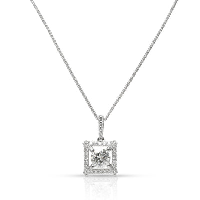 Square Halo Diamond Pendant in 14K White Gold I SI1 0.85 CTW