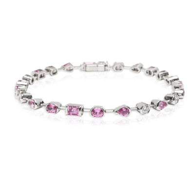 Cartier Meli Melo Pink Sapphire & Diamond Bracelet in 18K White Gold 0.6 CTW