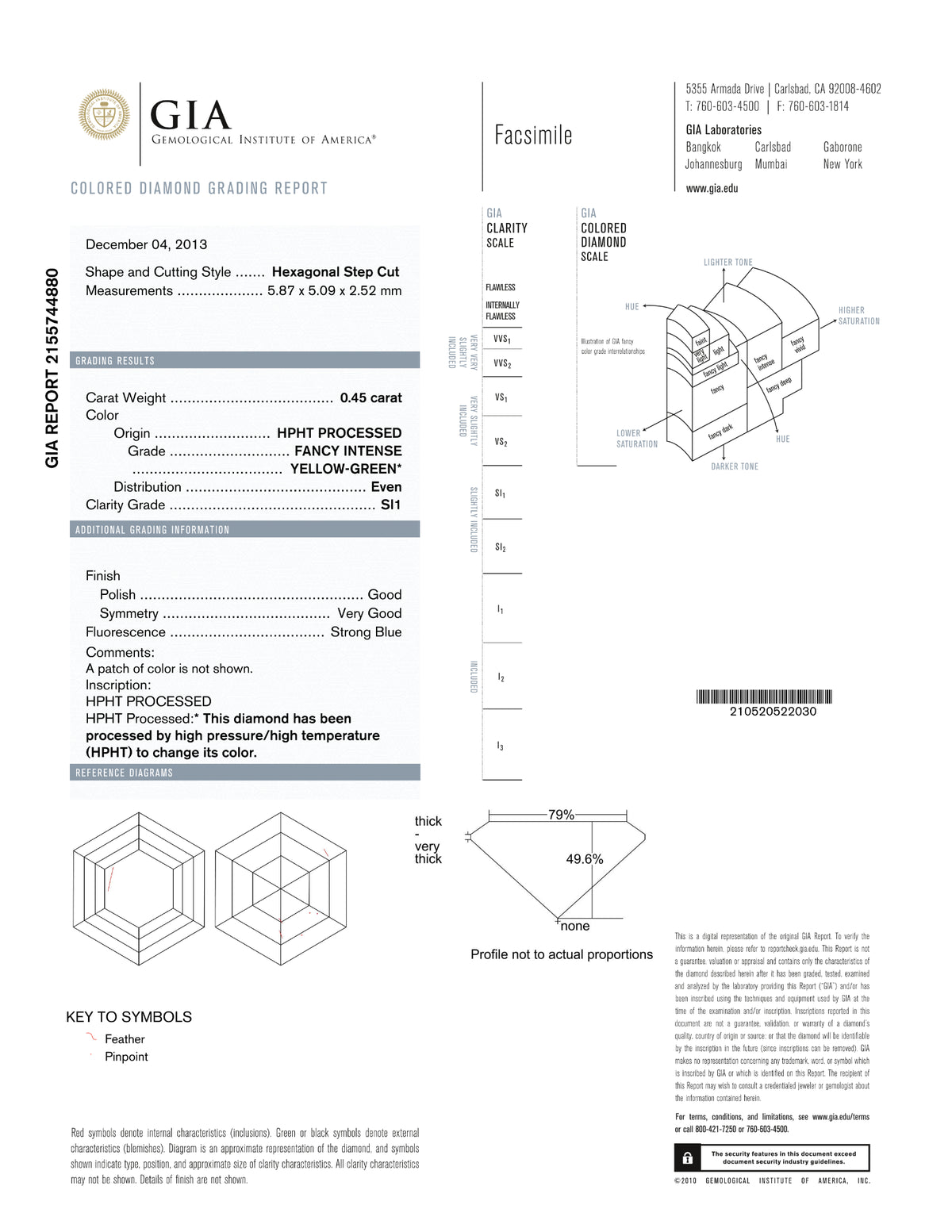 GIA Certified 0.45 Ct Hexagonal Modified Brilliant cut Fancy SI1 Loose Diamond