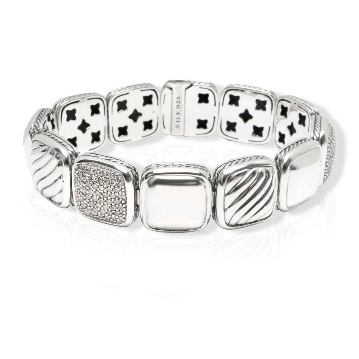 David Yurman Chiclet Diamond Bracelet in  Sterling Silver 1.75 CTW