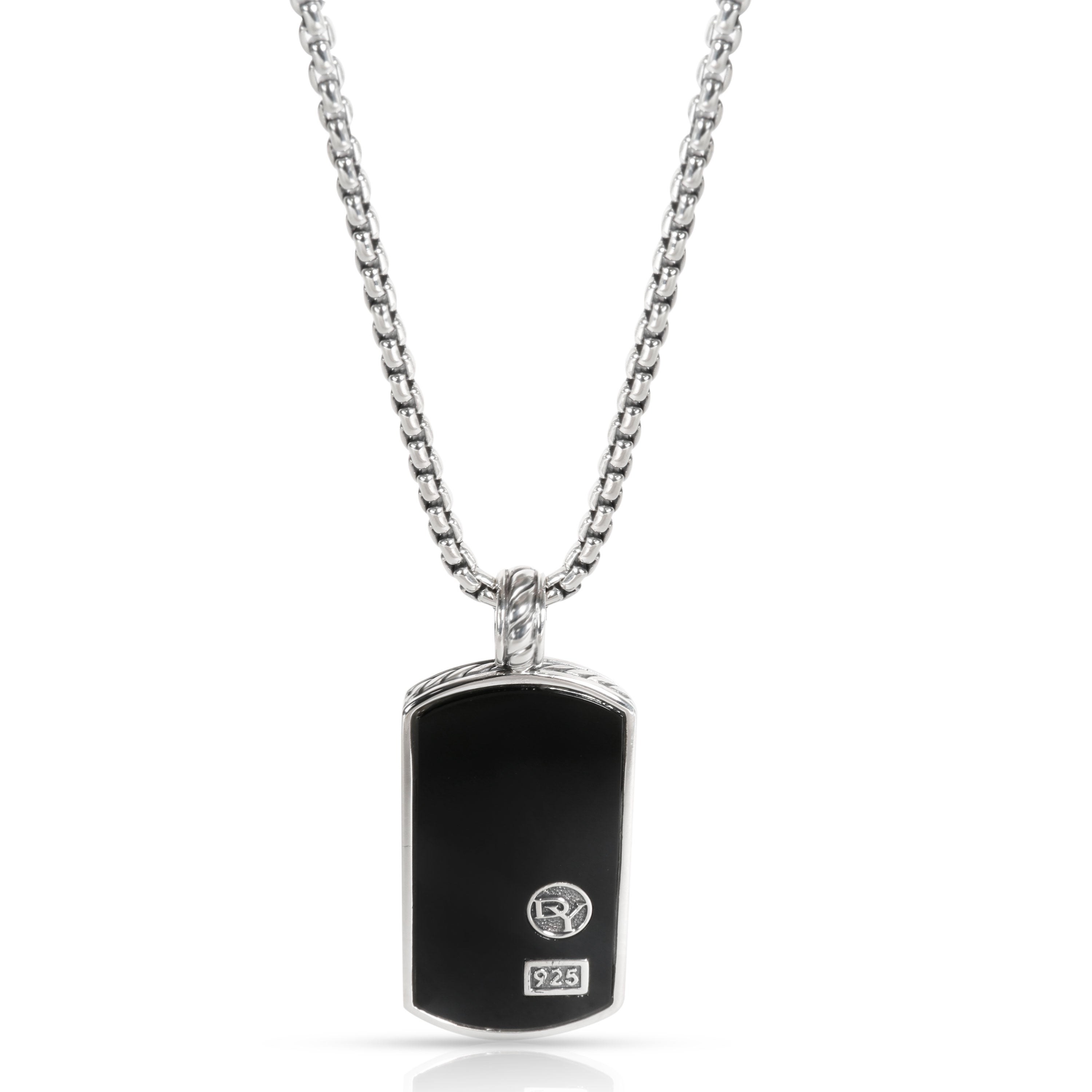 David Yurman Tag Onyx Men's Necklace in Sterling Silver