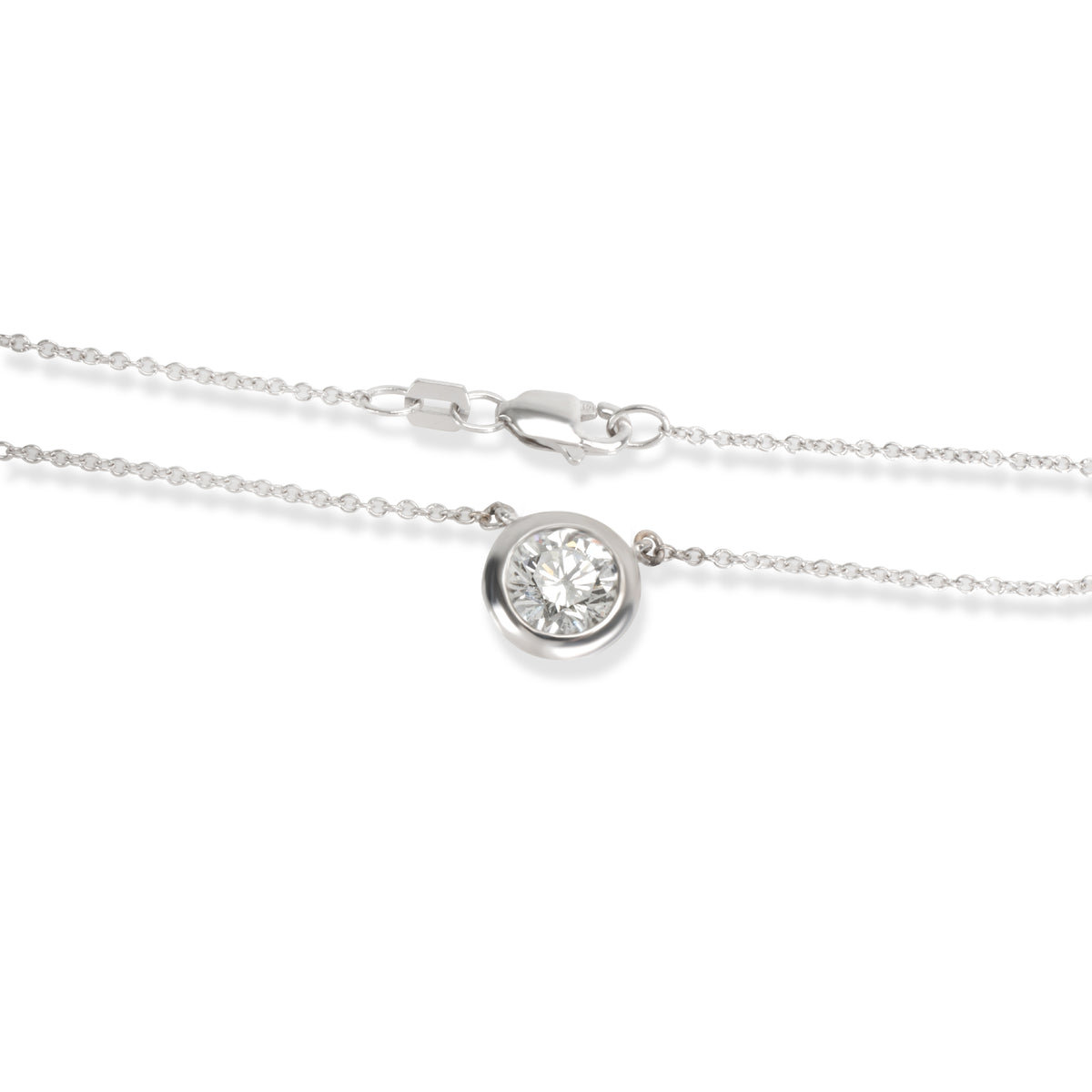 Diamond Bezel Set Solitaire Necklace in 14K White Gold H I2 (1.07 ct)