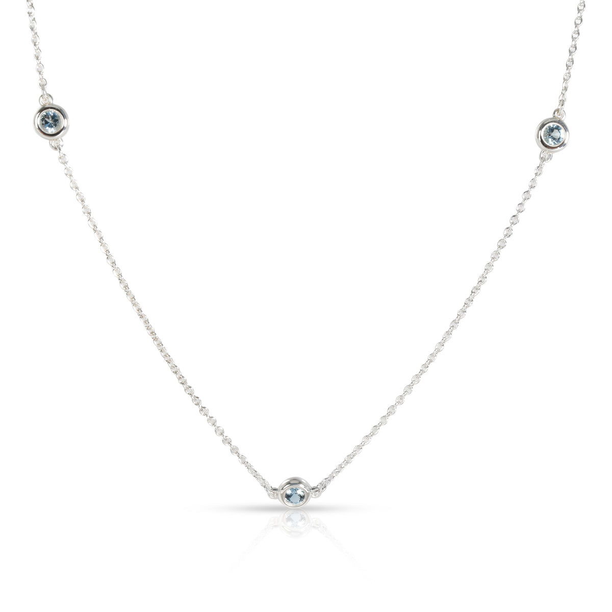 Tiffany Elsa Peretti Color by the Yard Aquamarine Necklace in Sterling Silver