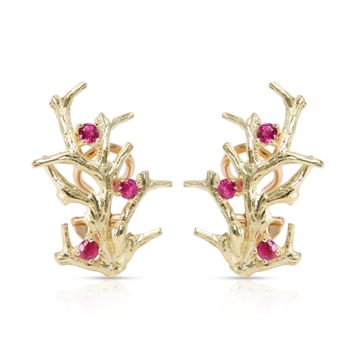 Vintage Tiffany & Co. Coral Pink Sapphire Earrings in 18K Yellow Gold
