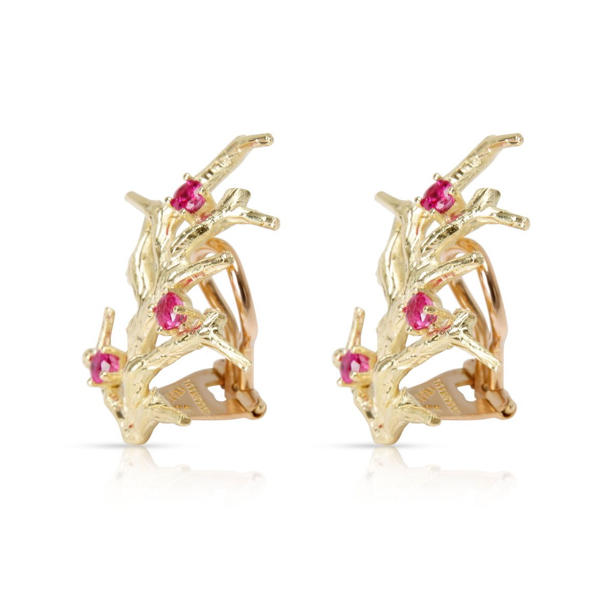 Vintage Tiffany & Co. Coral Pink Sapphire Earrings in 18K Yellow Gold