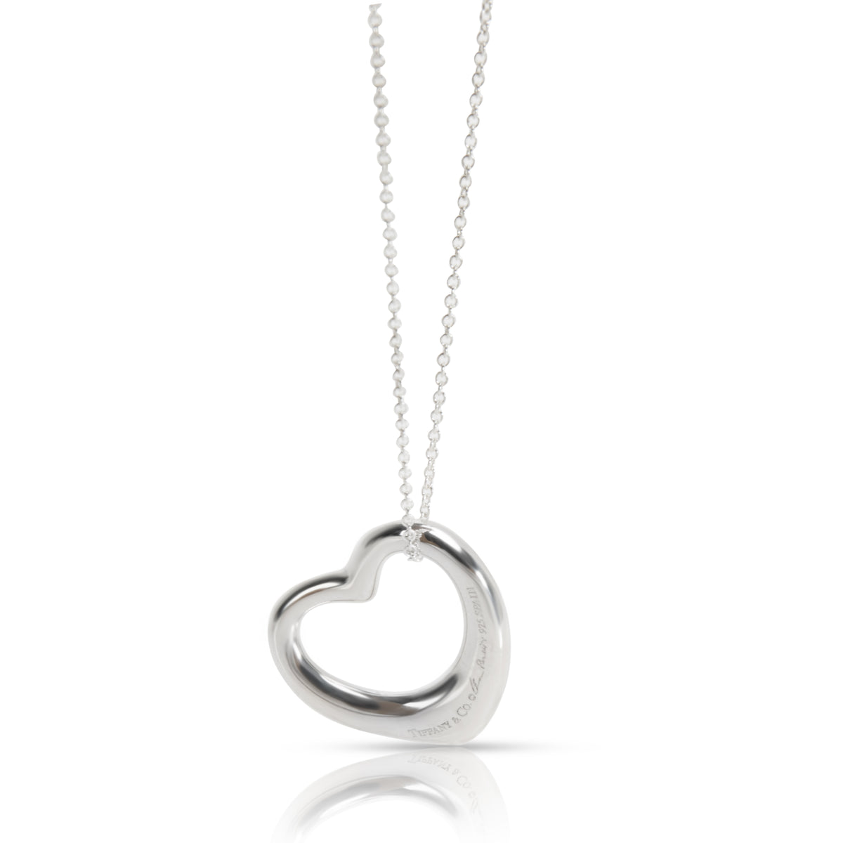 Tiffany & Co Elsa Peretti Open Heart Diamond Pendant in  Sterling Silver 0.03CTW