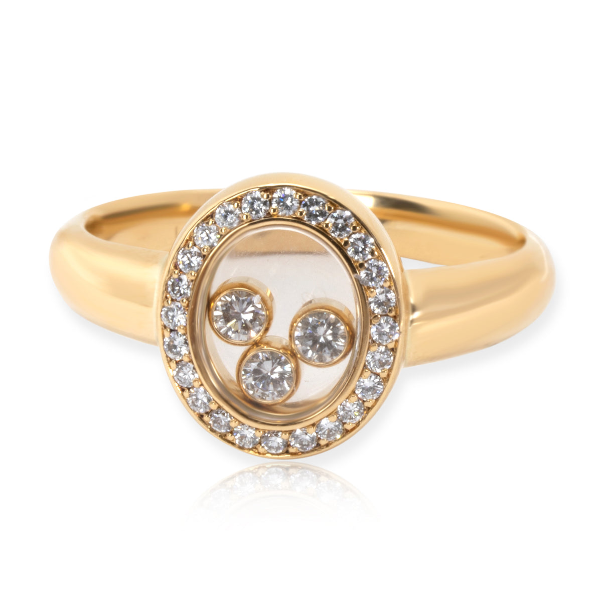 Chopard Happy Oval Diamond Ring in 18K Yellow Gold 0.23 CTW