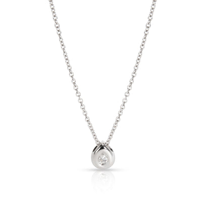 Bezel Pear Shape Teardrop Diamond Necklace in 18KT White Gold 0.27 CTW