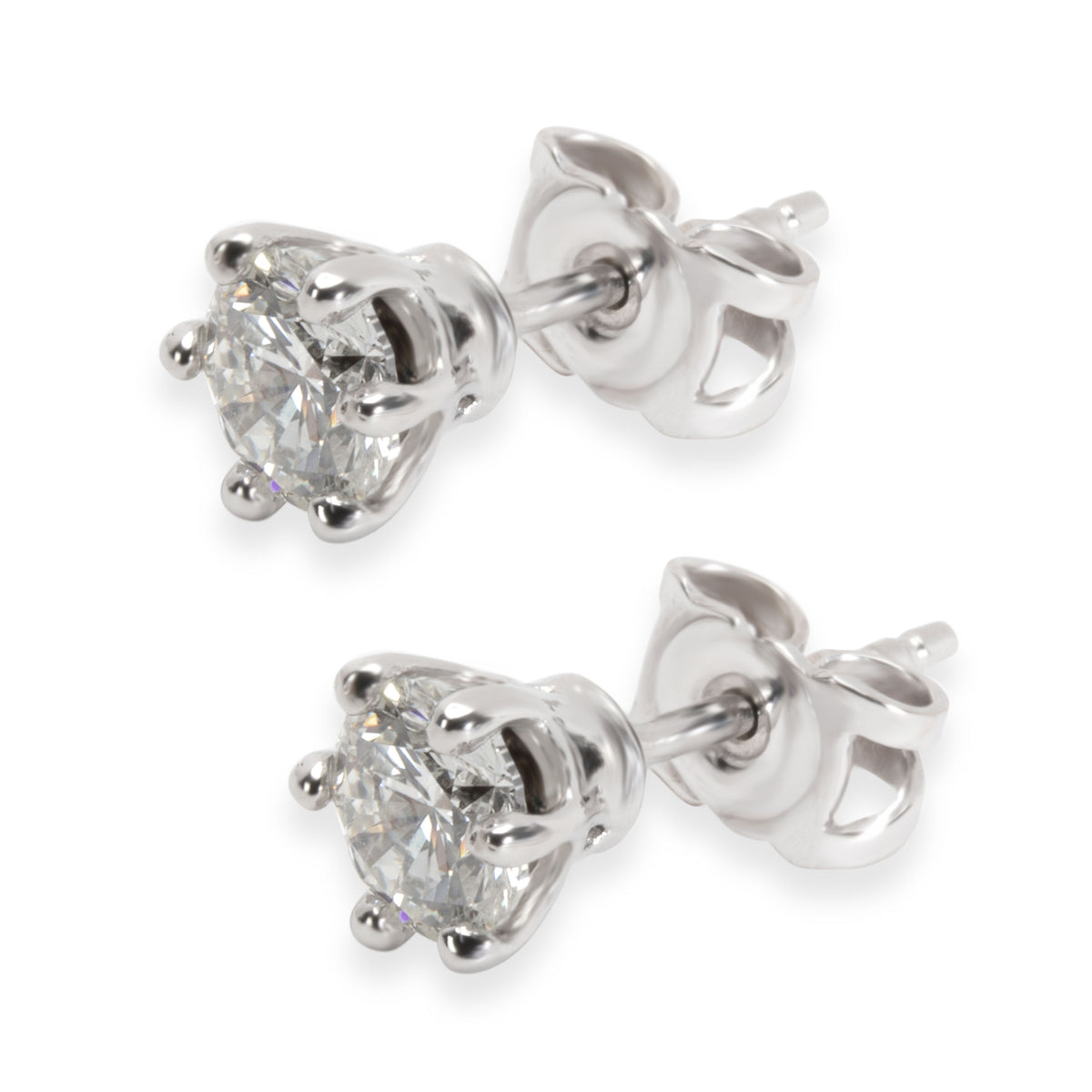 IGI Certified Round Cut Diamond Stud Earrings in Platinum H VVS2 (1.05 CTW)