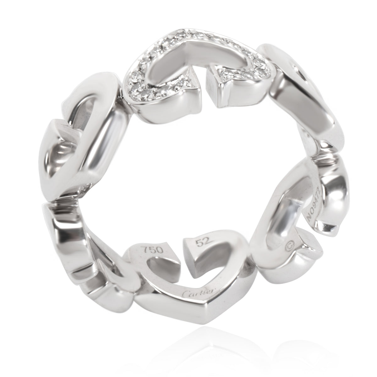 Cartier C Hearts Diamond Ring in 18K White Gold (Size 52) 0.10 ctw