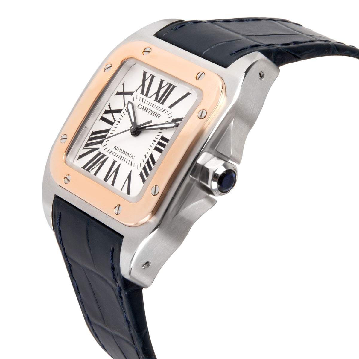 Cartier Santos 100 W20107X7 Unisex Watch in 18kt Stainless Steel/Rose Gold