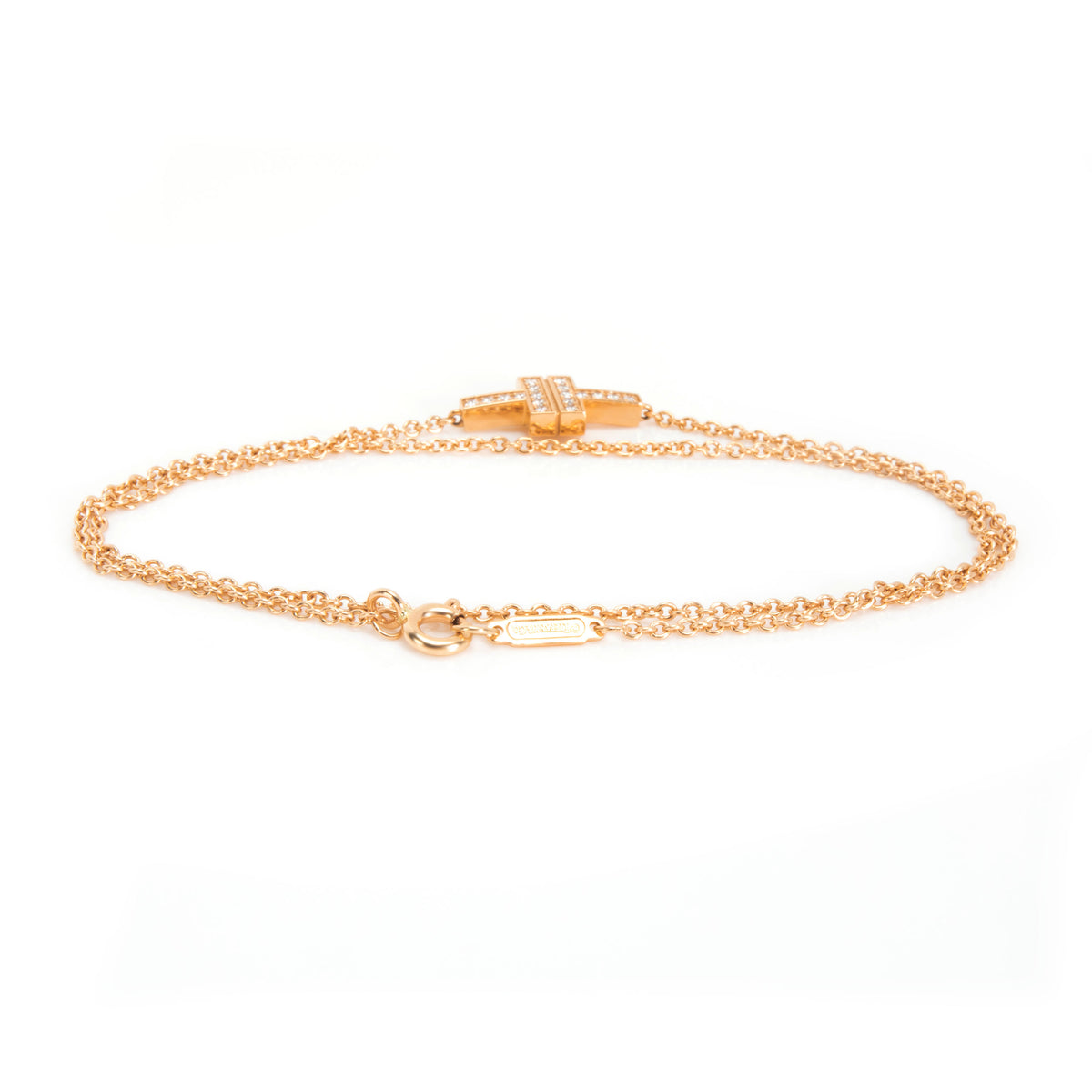 Tiffany & Co. T Two Double Chain Diamond Bracelet in 18K Rose Gold