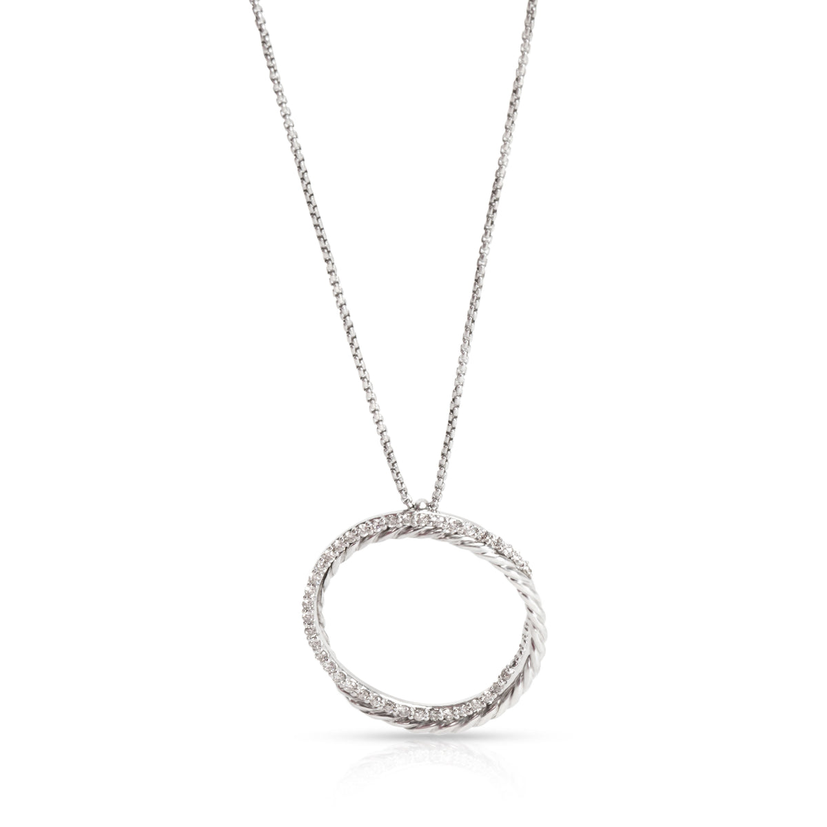 David Yurman Diamond Circle Pendant in 14K White Gold/Sterling Silver 0.4 CTW