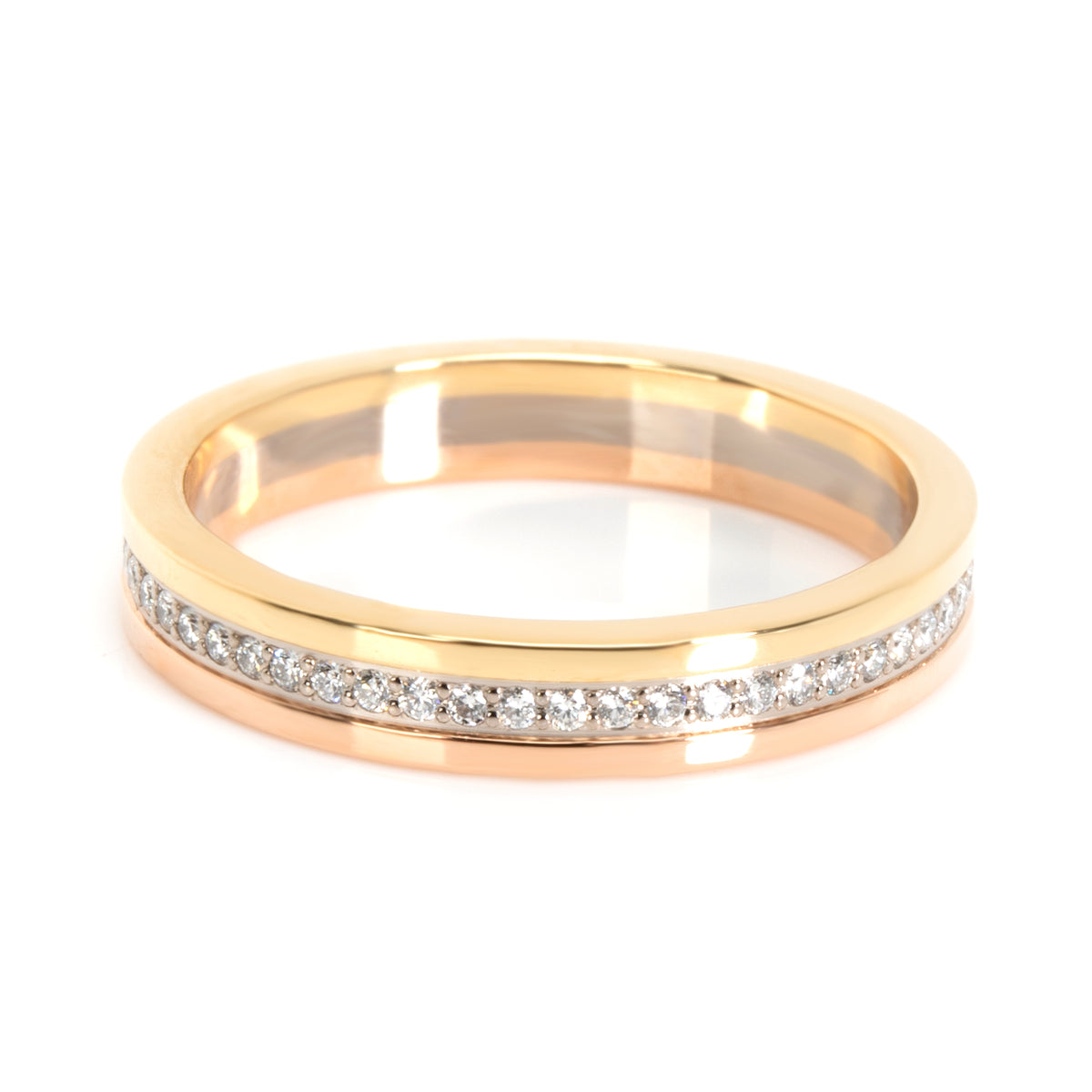 Cartier Trinity Diamond Band in 18K Yellow, Rose & White Gold