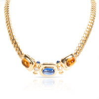 Bulgari Vintage Semi Precious Gemstones & Diamond Necklace in 18K Yellow Gold