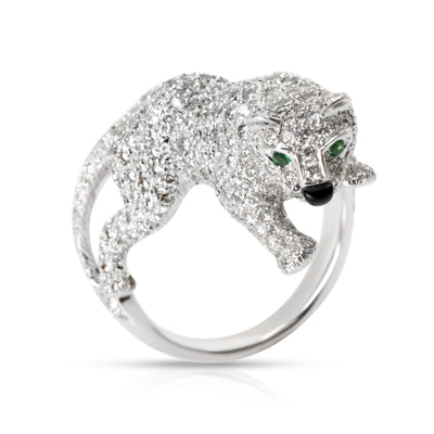 Crouching Panther Diamond Ring in 18K White Gold 2.00 CTW