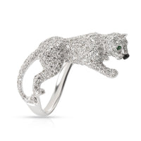 Crouching Panther Diamond Ring in 18K White Gold 2.00 CTW