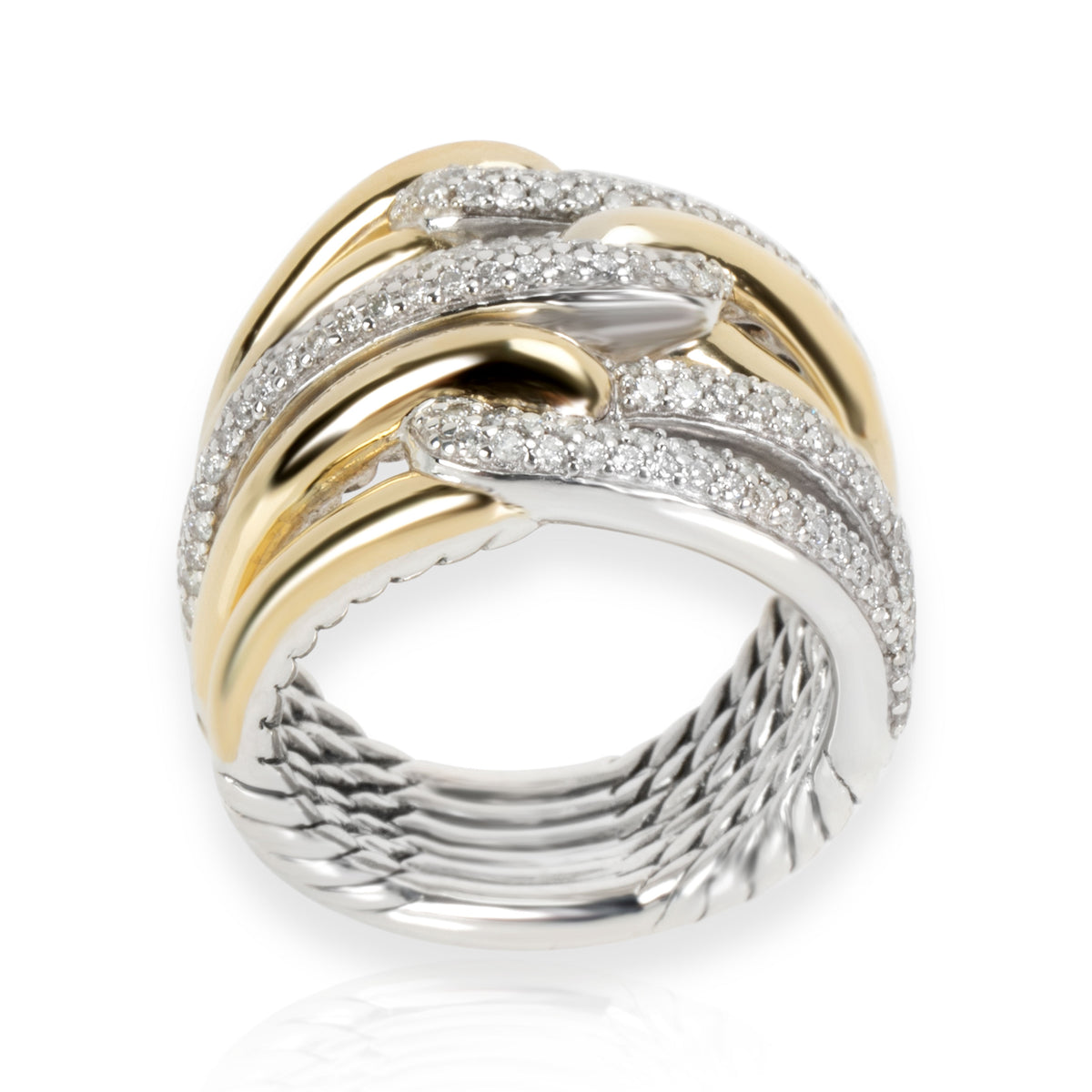 David Yurman Labyrinth Diamond Ring in  Sterling Silver & 18KT Gold 1.07 CTW
