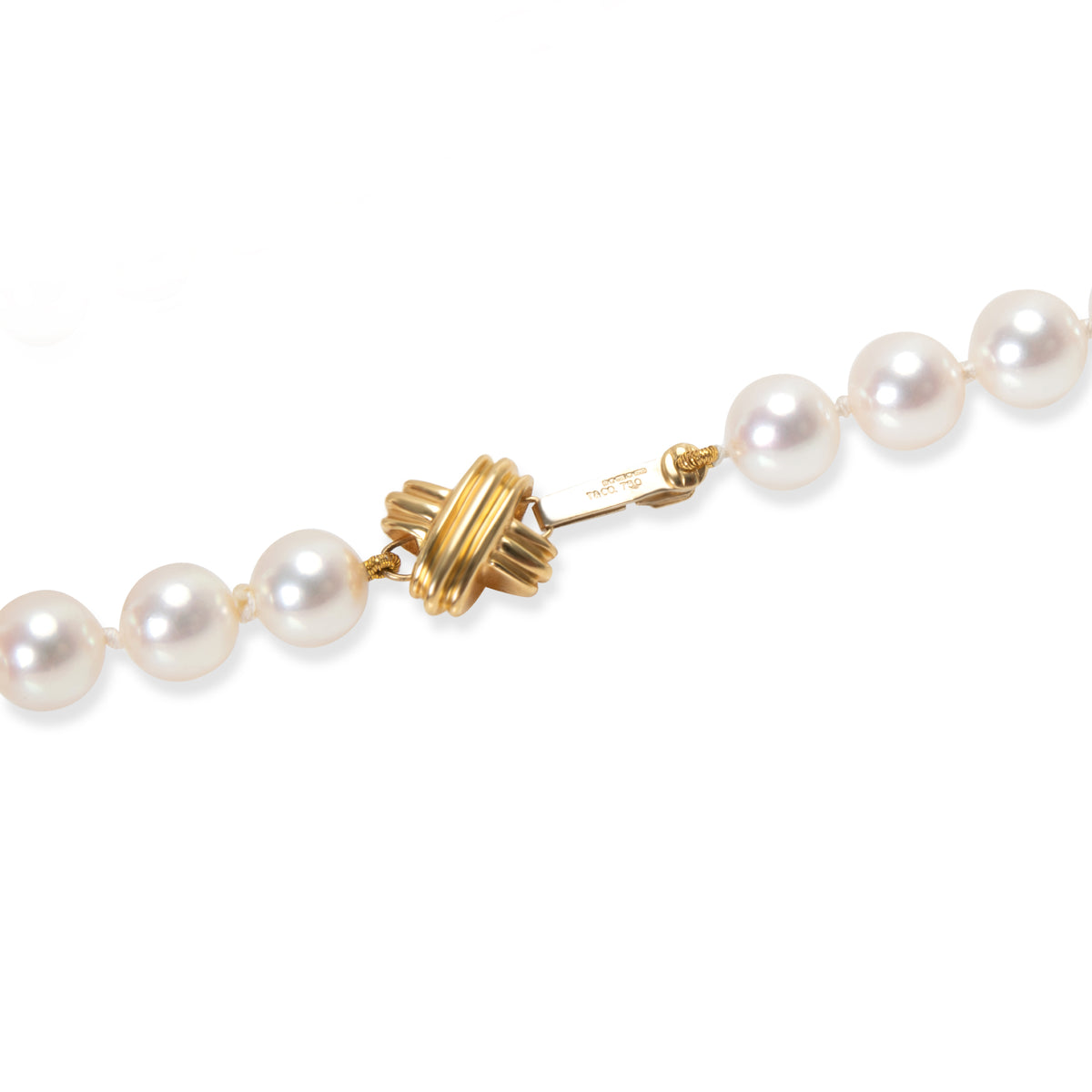 Tiffany & Co. Signature Pearl Necklace with 18K Yellow Gold X Clasp