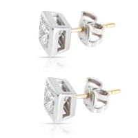 GIA Certified Princess Cut Bezel Diamond Studs in 18K White Gold 1.51 CTW G/VVS1