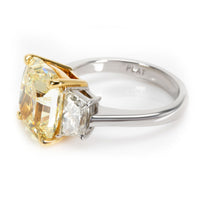 GIA Certified Fancy Yellow Radiant Diamond Engagement Ring in Platinum 5.22CTW